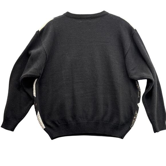 Alfred Dunner Vintage Sequin Black White Geometric Pattern Sweater Women 3XL - Picture 4 of 7
